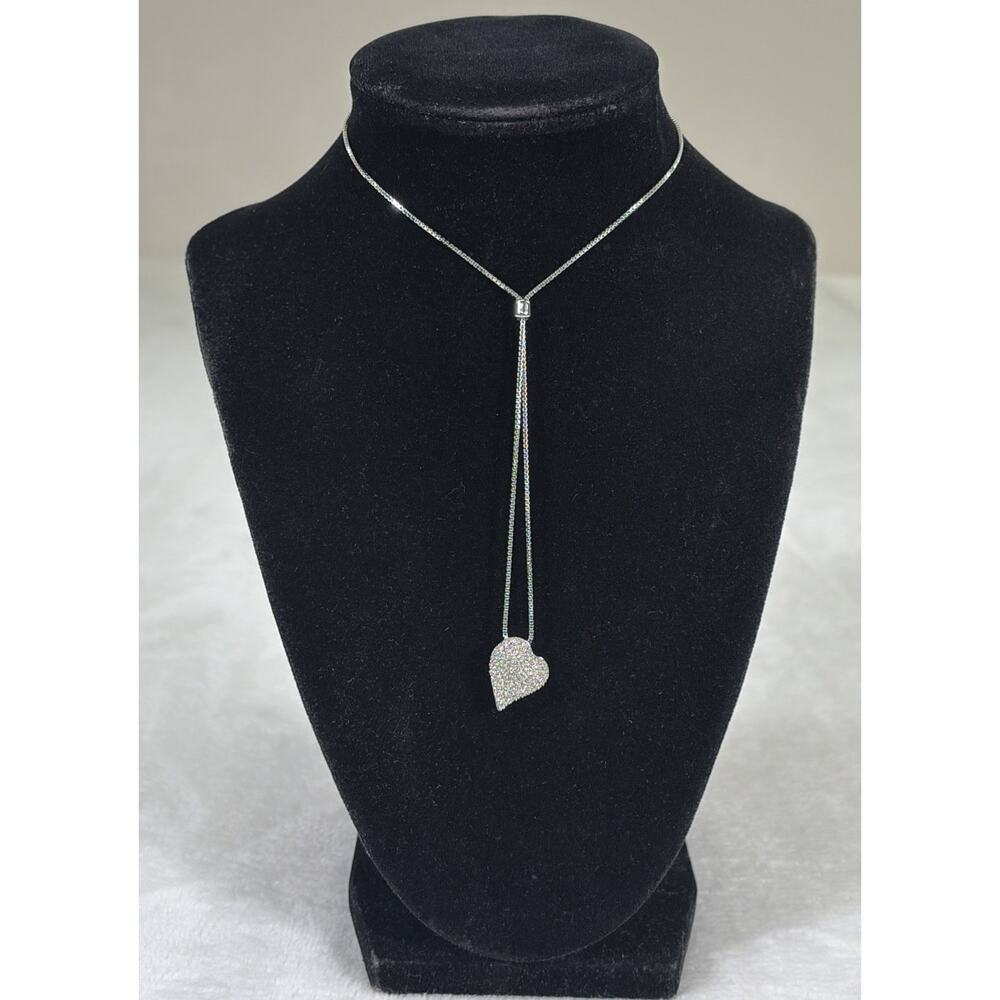 Swarovski Signed Heart Crystal Pendant Necklace Adjustable Chain Bnfts Charity